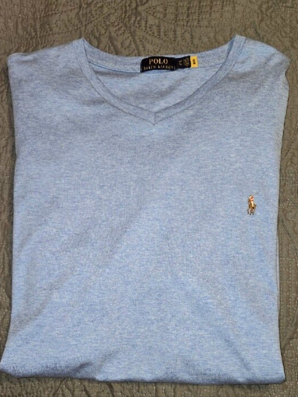 NWOT Polo by Ralph Lauren Men's Light Blue V-Neck Shirt Size XLT